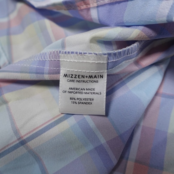 Mizzen+Main Leeward‎ Collection Shirt Mens XXL Blue Pink Plaid Short Sleeve USA - Picture 9 of 9
